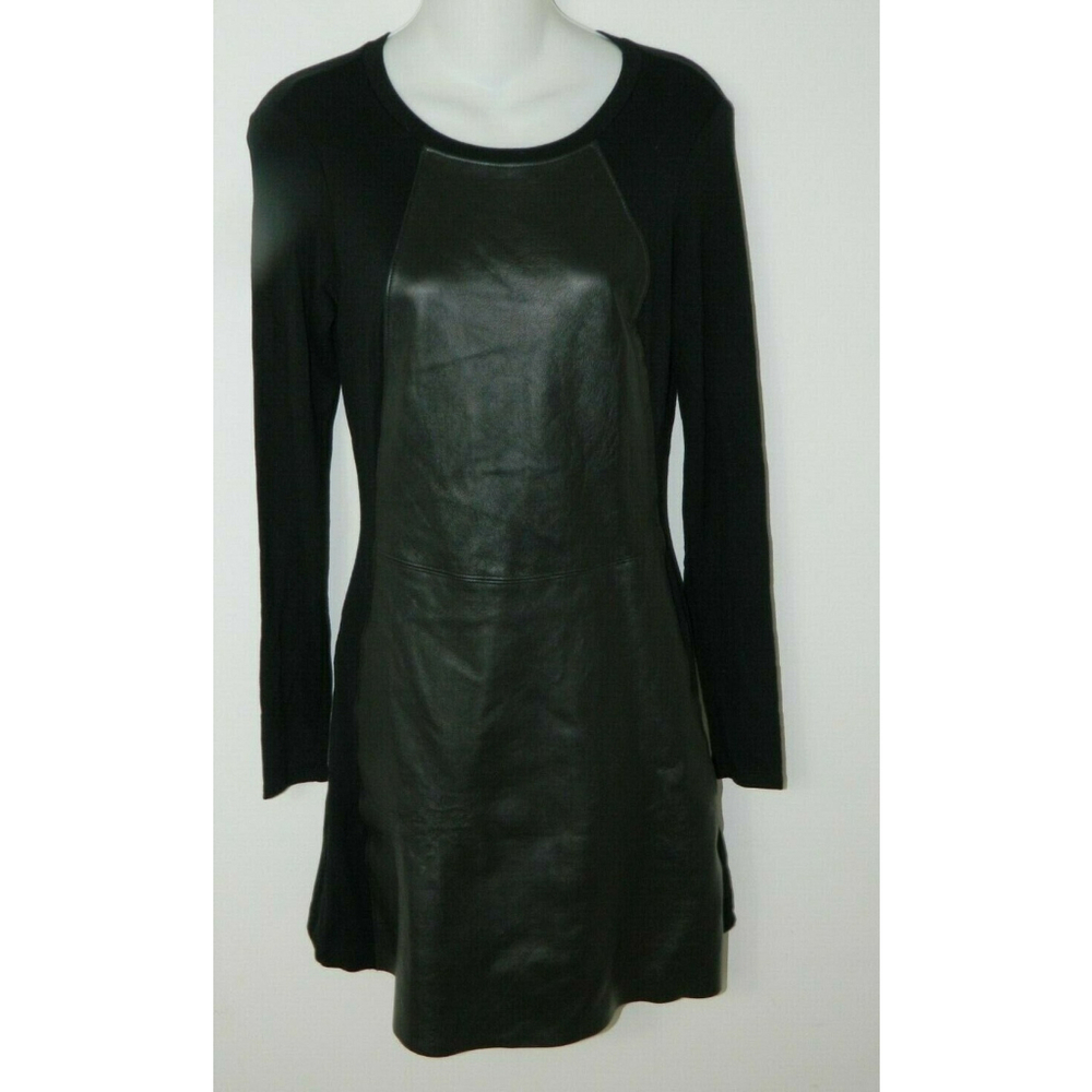 Michael Stars Dress Size X-Small Black Shantelle 100% Lambskin Leather and Knit - Picture 8 of 10